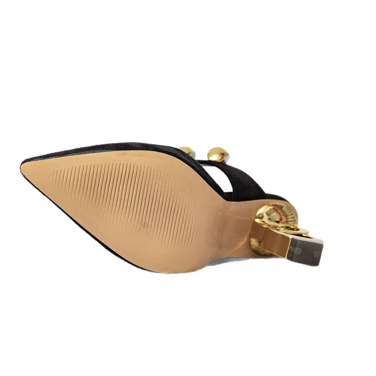 35-43 Half Shoes Women Sandals Black spike Heels for Ladies Luxury Heels Woman Mules Golden Heels Tacones Sandalias De Mujer