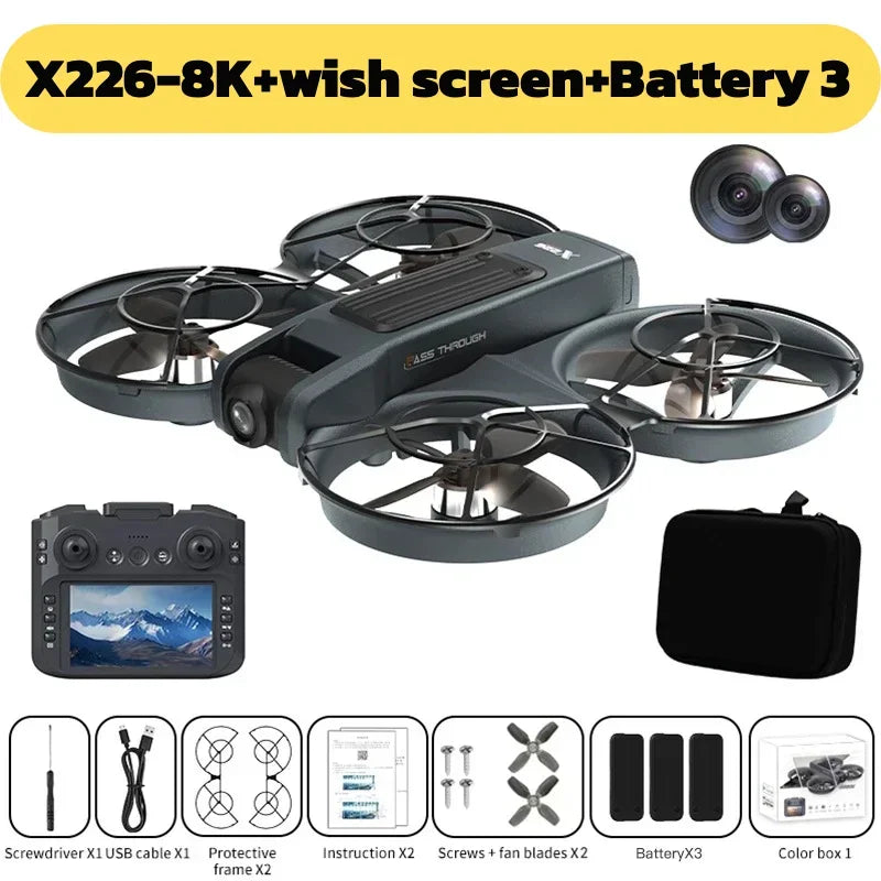 NEW for Genuine X226VR/X226 Mini Drones 8K Professional Remote Control Helicopter Plane RC Dron with Screen Quadcopter Toys Gift