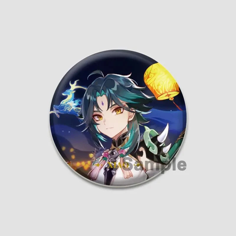 Genshin Impact Game Brooches 58mm Round Button Pins for Backpack Jackets Jewelry Cartoon Cosplay Badge Hutao Zhongli Xiao Badges