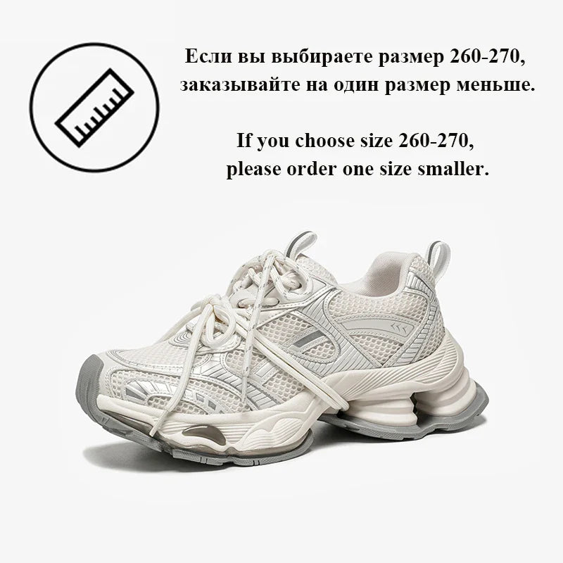 BEAUTODAY Chunky Sneakers Women Synthetic Leather Mesh Round Toe Lace-up Sports Trainers Ladies Patchwork Shoes Handmade 29A51