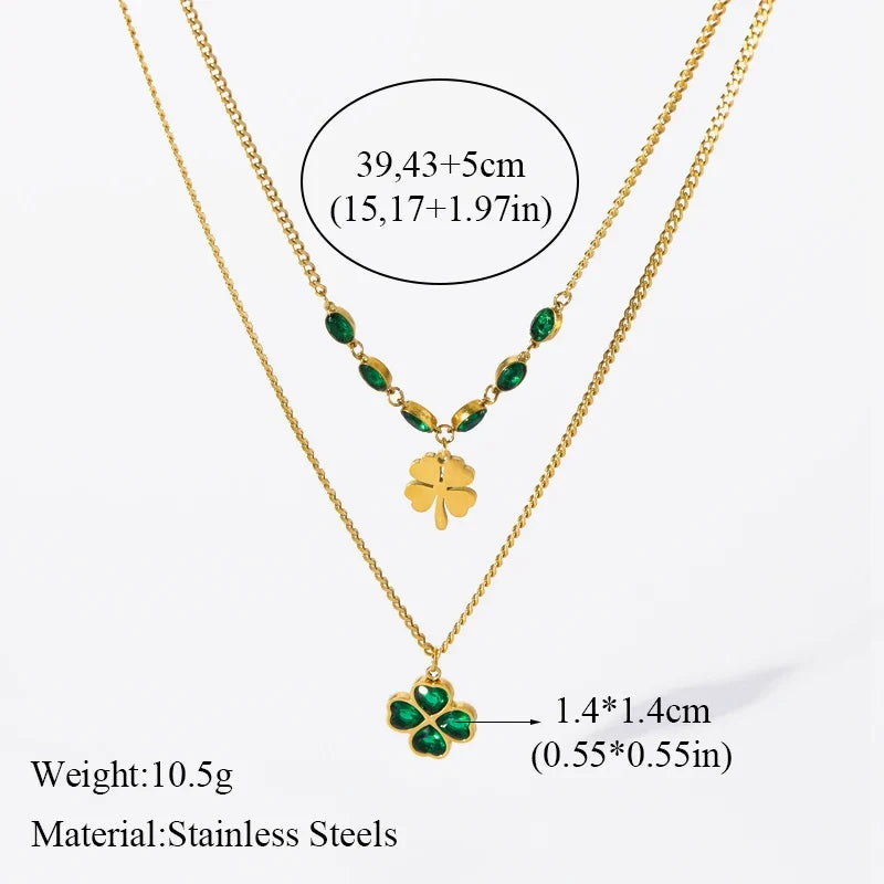 GANEMLY 316l Stainless Steel Luxury Bling Cubic Zirconia Eye Droplets Pendant Necklace Women Chic Romantic Waterproof Jewelry