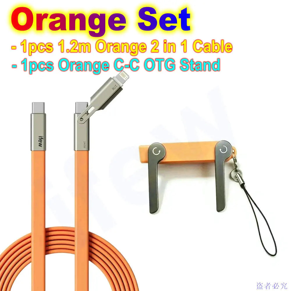 USB Type C Flat Phone Charger Fast Charging Cable C Kick Cable Stand Invisible Support Foldable Holder Charge Bracket For iPhone