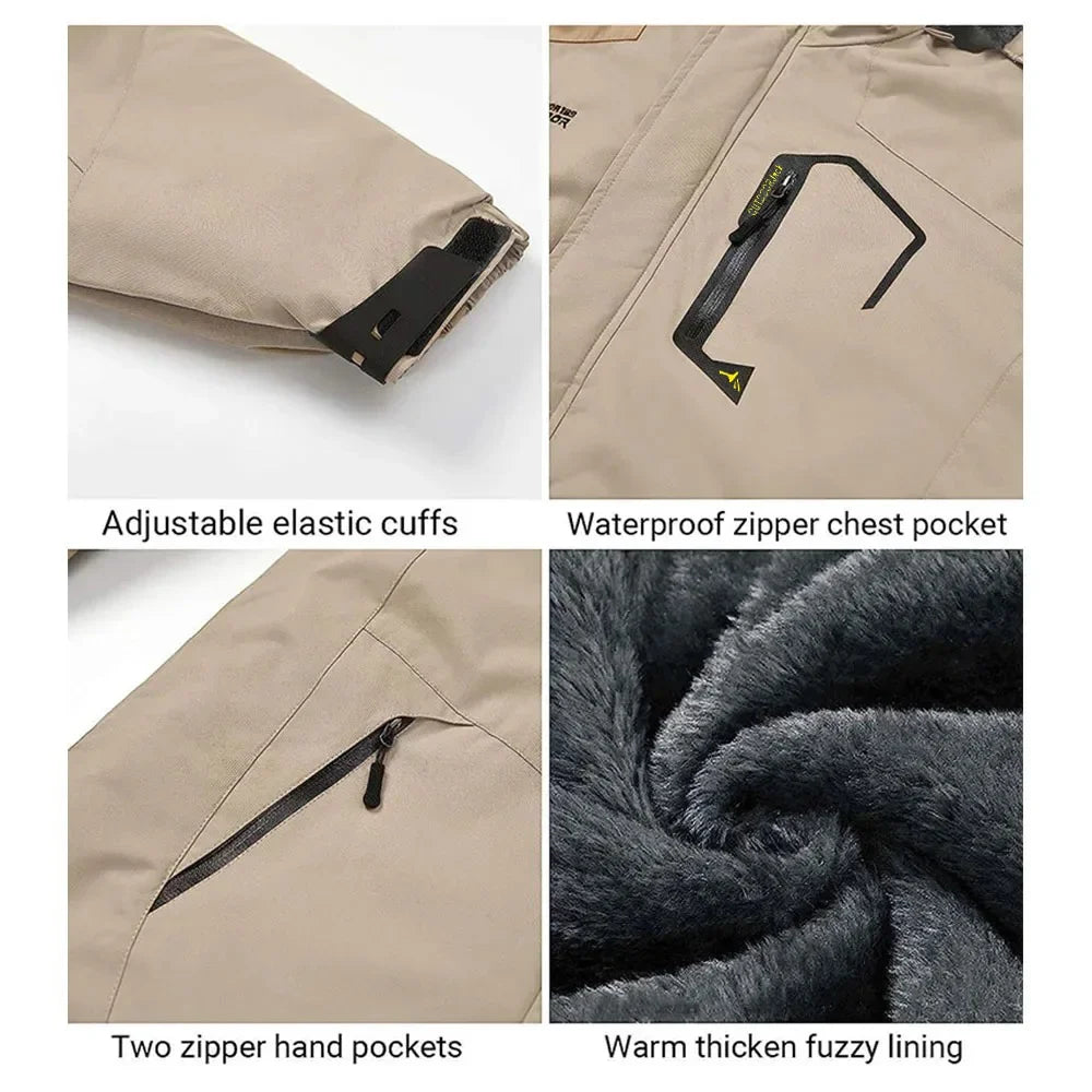 Men's Winter Parkas Outdoor Jacket Thicken Fleece Warm Waterproof Windbreaker Ski Jackets Climb Men Thick Coat Hot Sale