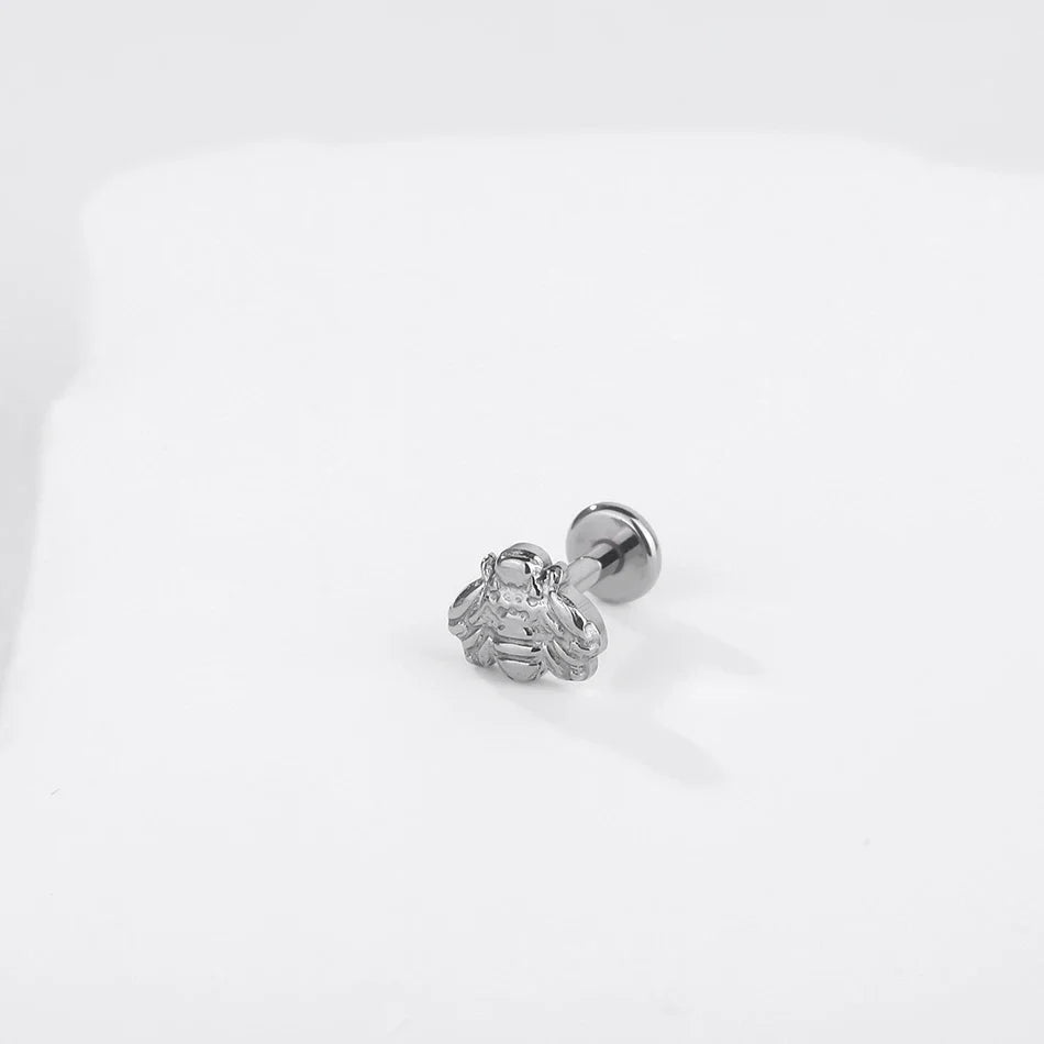 1Pc G23 Titanium Cartilage Stud Earrings for Women Lip Stud Labret Piercing Helix Daith Piercing Body Jewelry