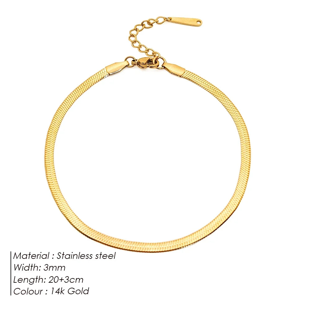 EMANCO 4MM Snake Chain Anklet Womens Beach Chain Stainless Steel Anklet Gift Drop/Wholesale Factory Direct Sales
