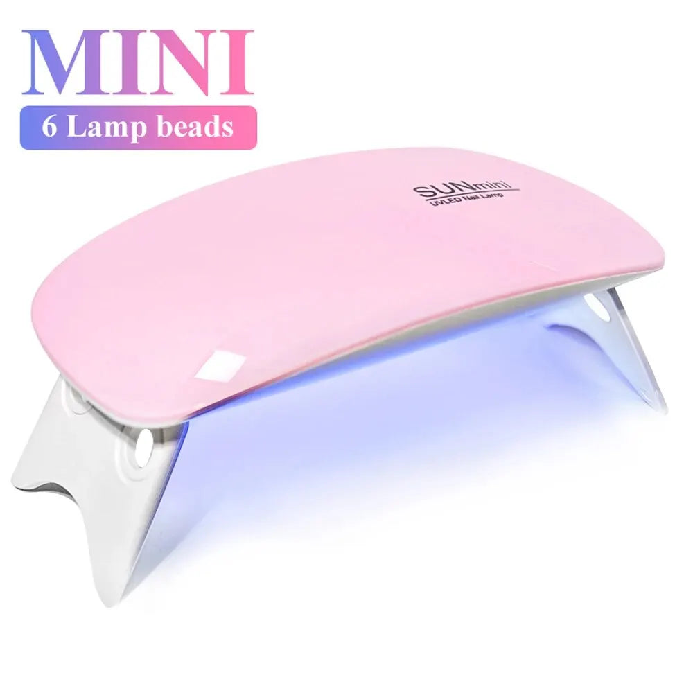 Mini UV LED Nail Lamp 6W for Curing Nail Gel Polish Portable Foldable 120s/60s Timing Manicure Dry Machine Nail Art Drying Tool