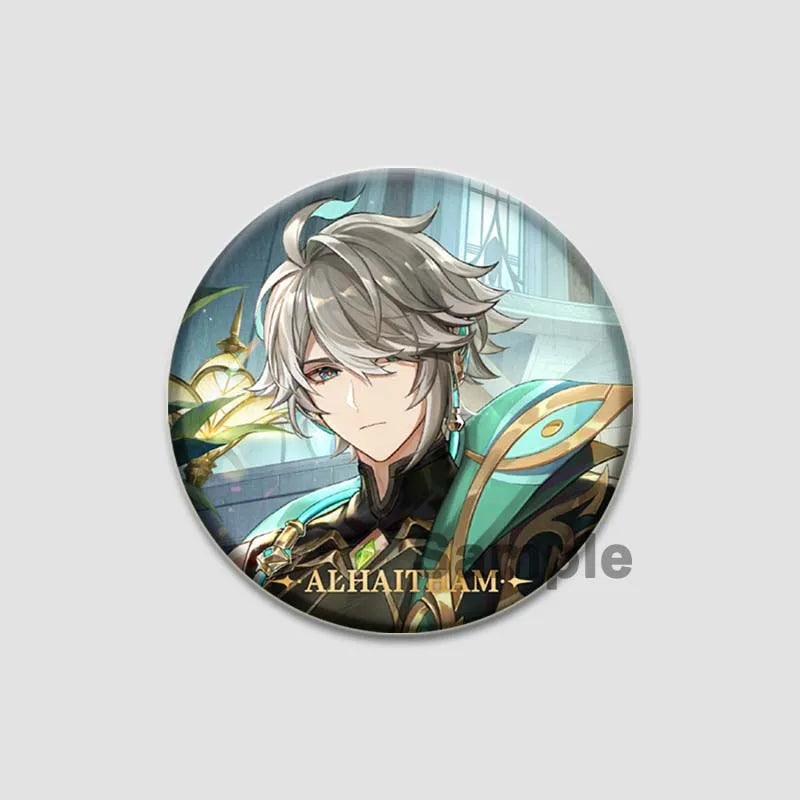 Genshin Impact Game Brooches 58mm Round Button Pins for Backpack Jackets Jewelry Cartoon Cosplay Badge Hutao Zhongli Xiao Badges