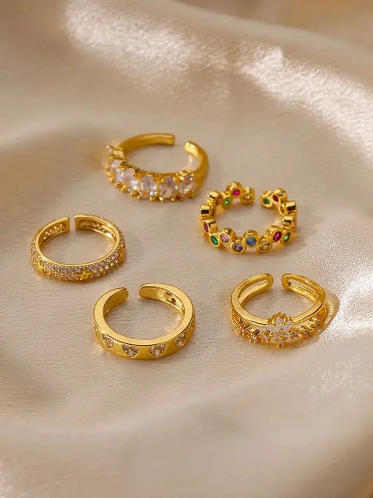 Zircon Geometric Heart Rings For Women Stainless Steel Gold Color Wedding Ring Luxury Aesthetic Jewlery Couple Gift 2026