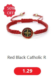 Religious Catholic Cross Bracelet Wooden Beads Wrap Braided Jesus Prayer Bracelets Handmade Jewelry Gift