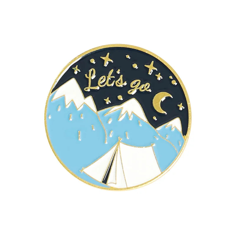 Scenic Snow Mountain Pine Tree Pattern Enamel Pin Social Power Brooch Custom Bag Lapel Shirt Badge Fun Cartoon Jewelry Gift for