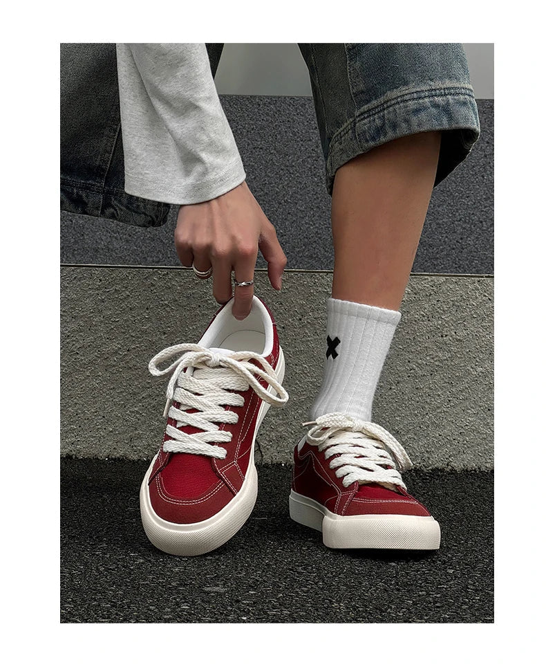 Mens Cowboy canvas Shoes Breathable Trend Mens board Shoes Thick Sole Trend Comfortable student Skateboard Trainers Footwear