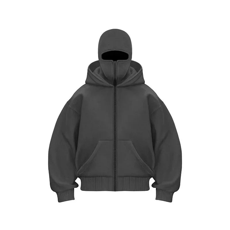 Men and Women Balaclava Y2K Gothic Harajuku Spring Autumn Winter New Item Double Hooded Sweatshirt Men Hooded Mask Zipper Jacket