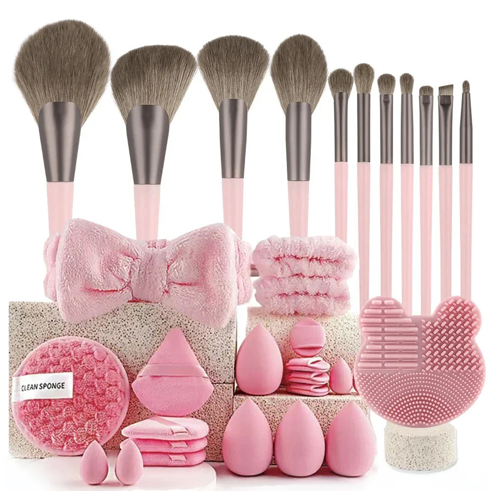 13/33pcs Professional Makeup Brush Set with Accessories for Combination Skin- Featuring Soft Brushes，Suitable for Beginners