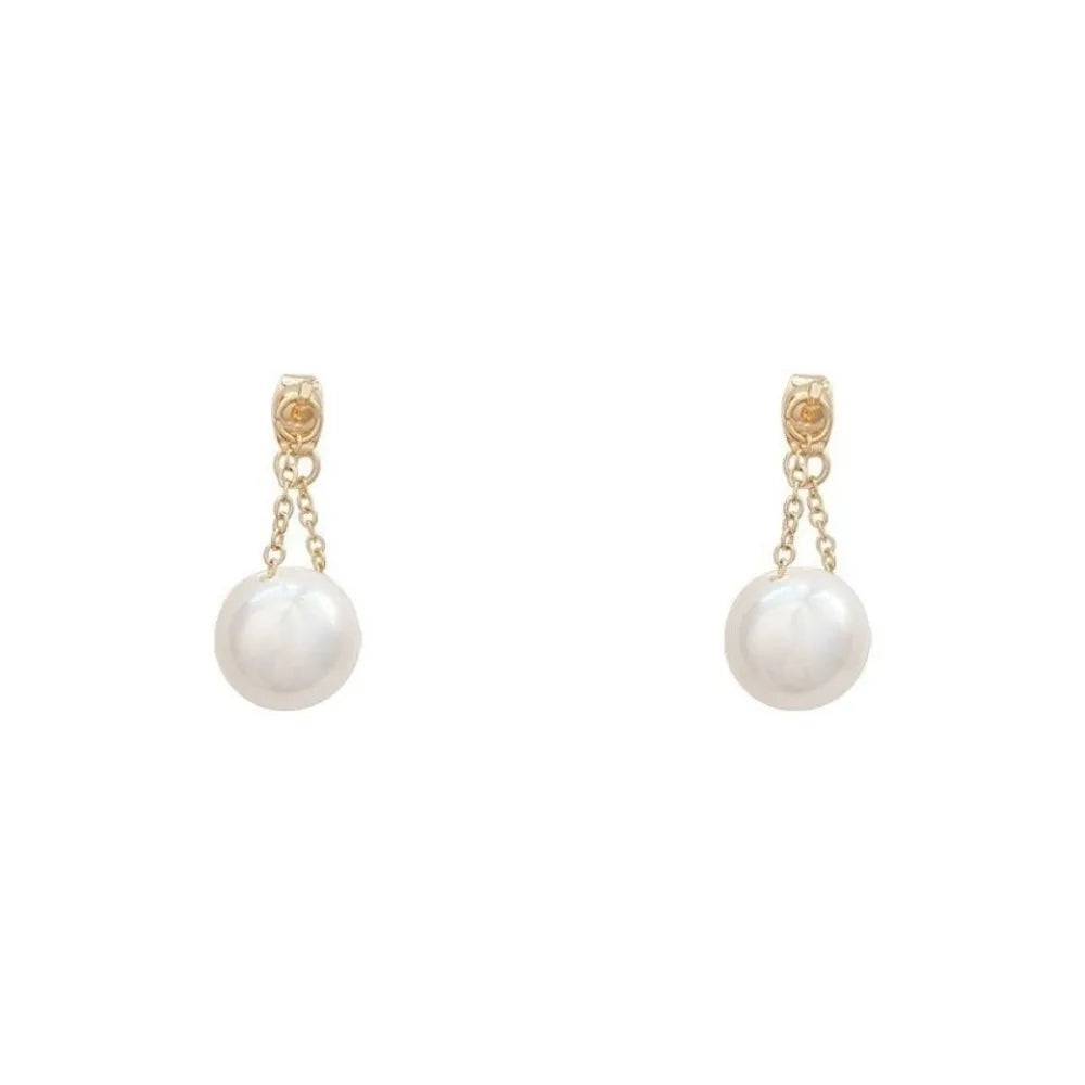 Exquisite Fashion Gold Color Stainless Steel Pearl Drop Dangle Earrings for Women Charm Party Korea Earring Jewelry Colorfast