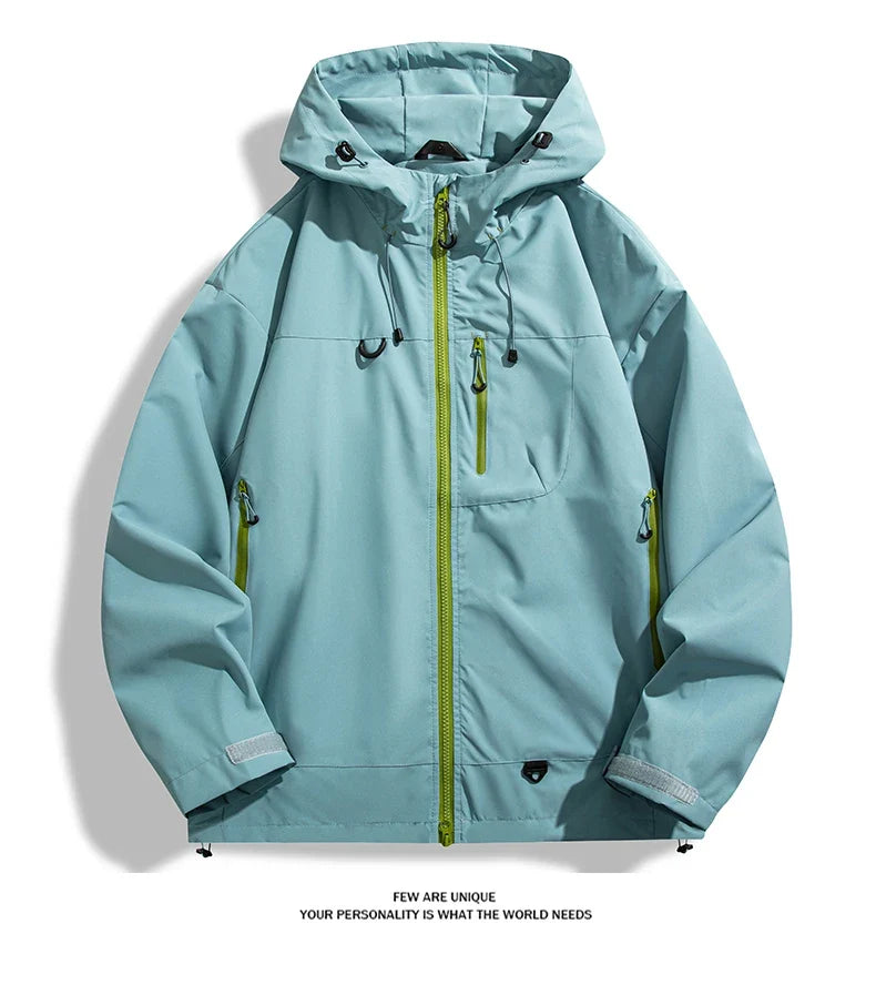JNLN Unisex Waterproof Windbreaker Outdoor Sport Windproof Single-Layer Jacket Men Women Hiking Climbing Trekking Rain Coat