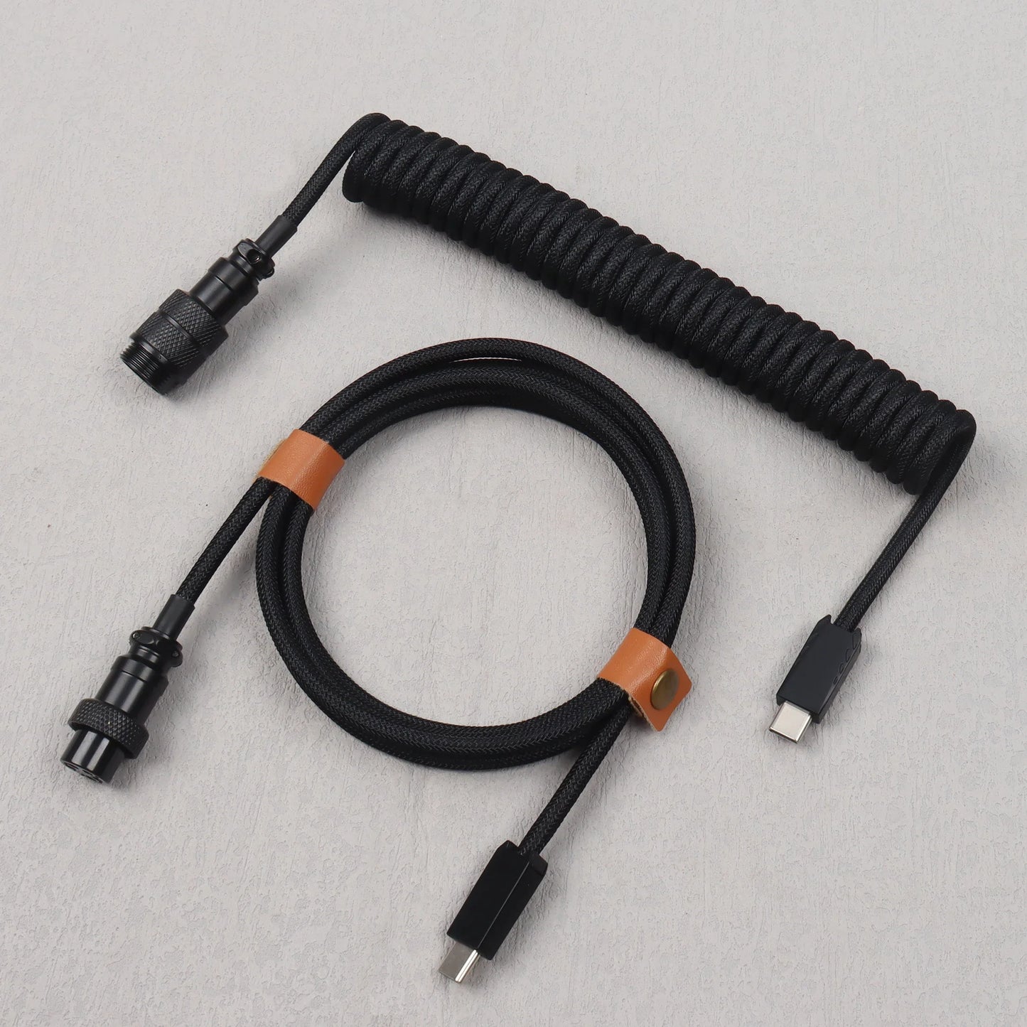 LANO USB-C to Type-C Coiled Cable Gamer Keyboard Custom Coil Type USB C Cable With Detachable Pilot Connector