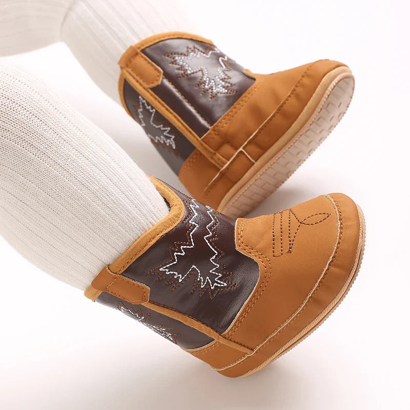 Baby Boys Girls Winter Boots 0-12 Months Western Denim First Walkers Warm Casual Fashion