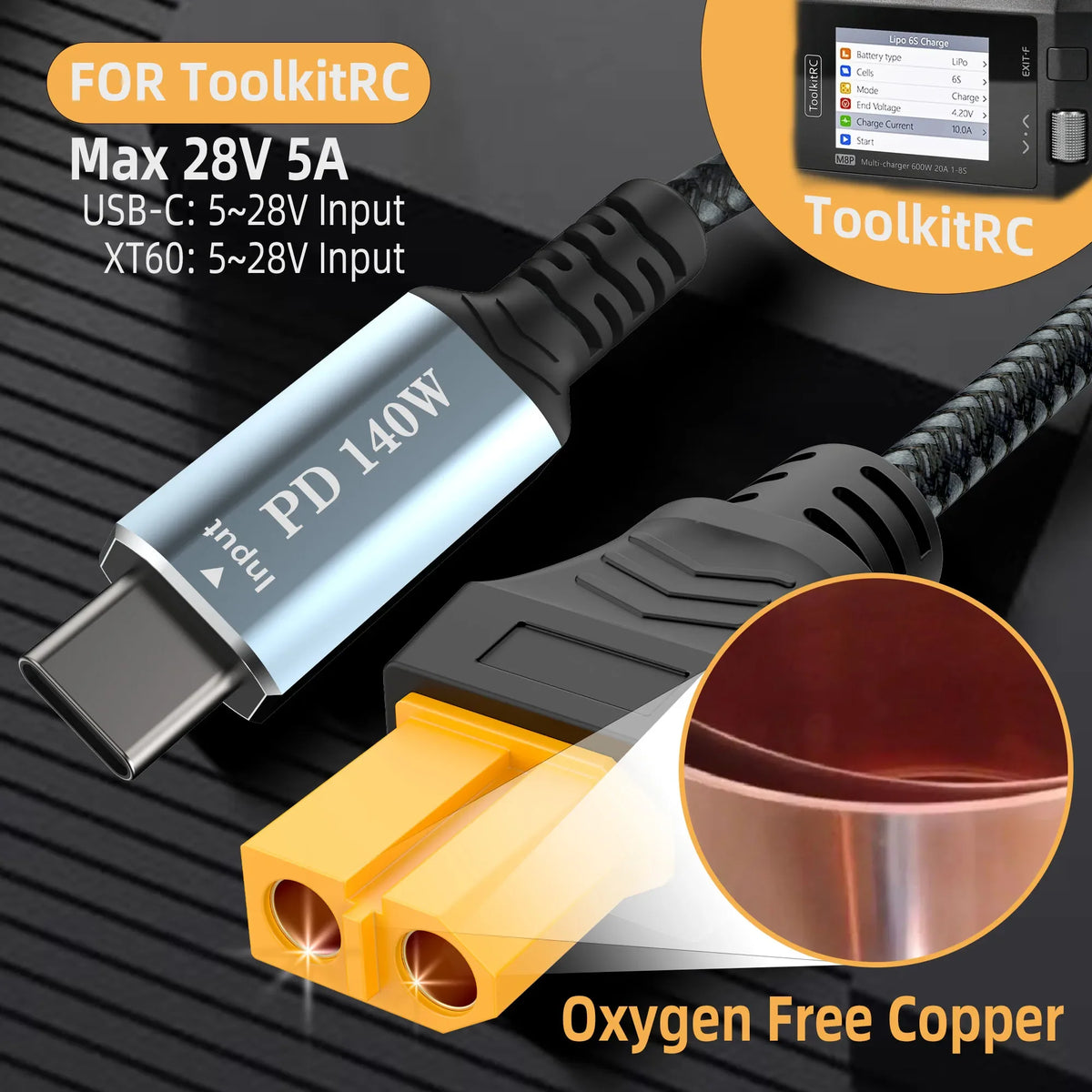 Type C to XT60 Adapter Cable, USB C to XT60 Charging Cable, USB C Male to XT60 Female Cable, PD 140W Charging Cable