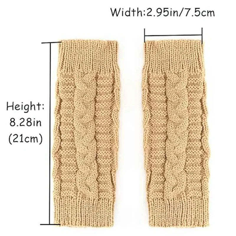 Women Stylish Hand Warmer Winter Gloves Arm Crochet Knitting Faux Wool Mitten Warm Fingerless Glove Twist Pattern Women Gloves