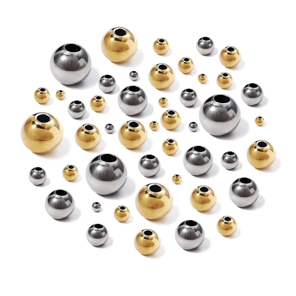 2-10mm High Quality Stainless Steel Beads for Jewelry Making Loose Spacer Beads DIY Bracelet Necklace Bracelets Wholesale