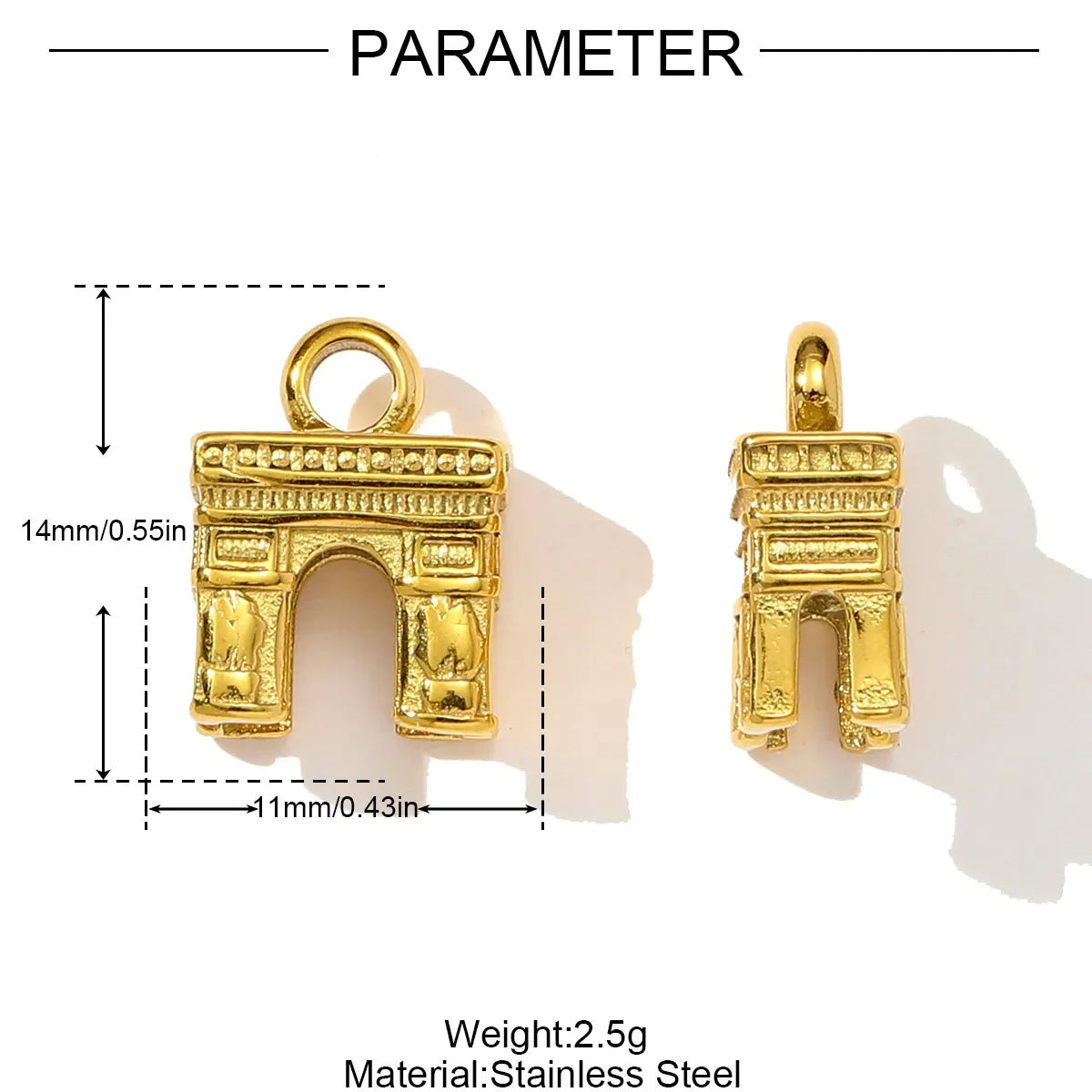 3pcs/Lot Stainless Steel 3D The Triumphal Arch Lovers Pendants Boot Heart Eye DIY Charms Women French Love Dog Dream Jewelry