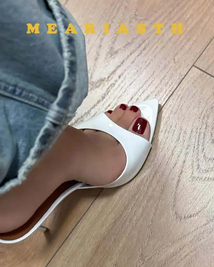 12/10cm pointed Open Toe High Heel Shoes Woman Summer OutsideSlipper Party Stiletto Luxury Designer Patent Leather Women Sandals