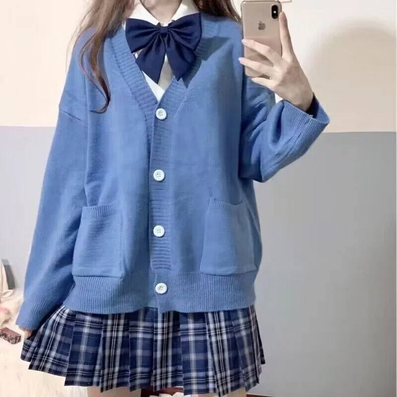 Mikasa pink cardigan sweater with the same style， Anime character COS knitted sweater, original JK uniform sweater jacket