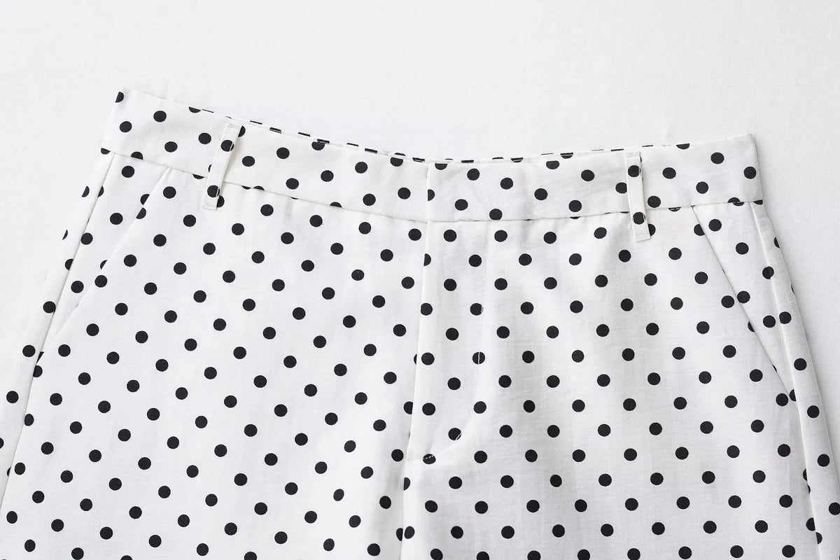 HH Fashion Women's Polka Dot Print Short Coats Autumn Long Sleeves Turtleneck Zipper With Pockets Drawstring Casual Jacket