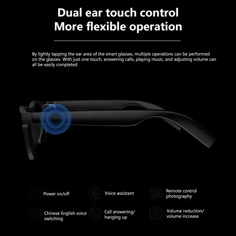 Lenovo Smart Glasses Touch Control Camera 8K HD Recording Bluetooth Call Voice Assistant Translator AI Glasses for Adults New