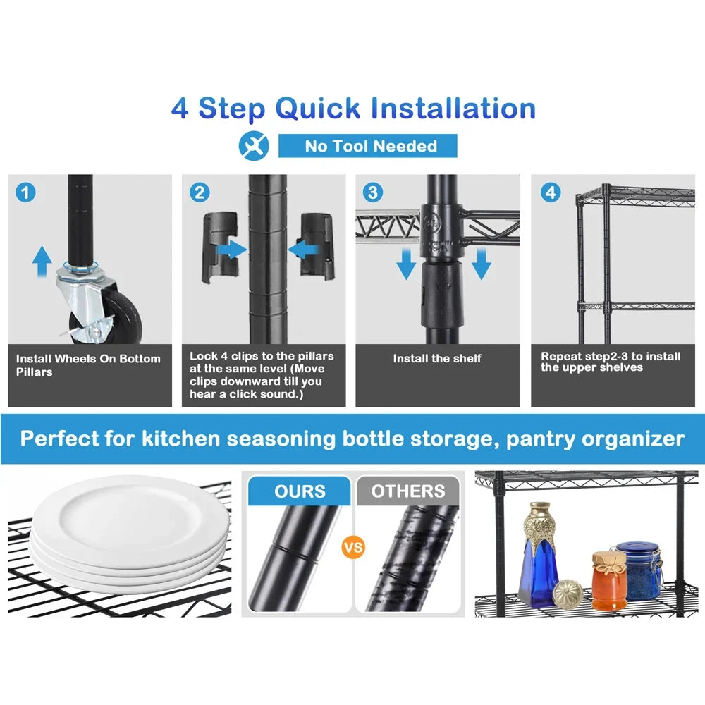 Industrial Warehouse Eco-Friendly Adjustable Large Capacity Metal Mobile Storage Wire Racks Shelving Storage Units
