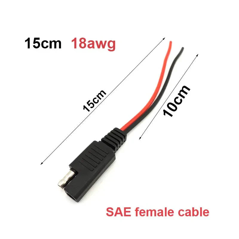DIY SAE 12V 18AWG 15CM Power Automotive Extension Cable Male Female Plug Wire Connector Cable
