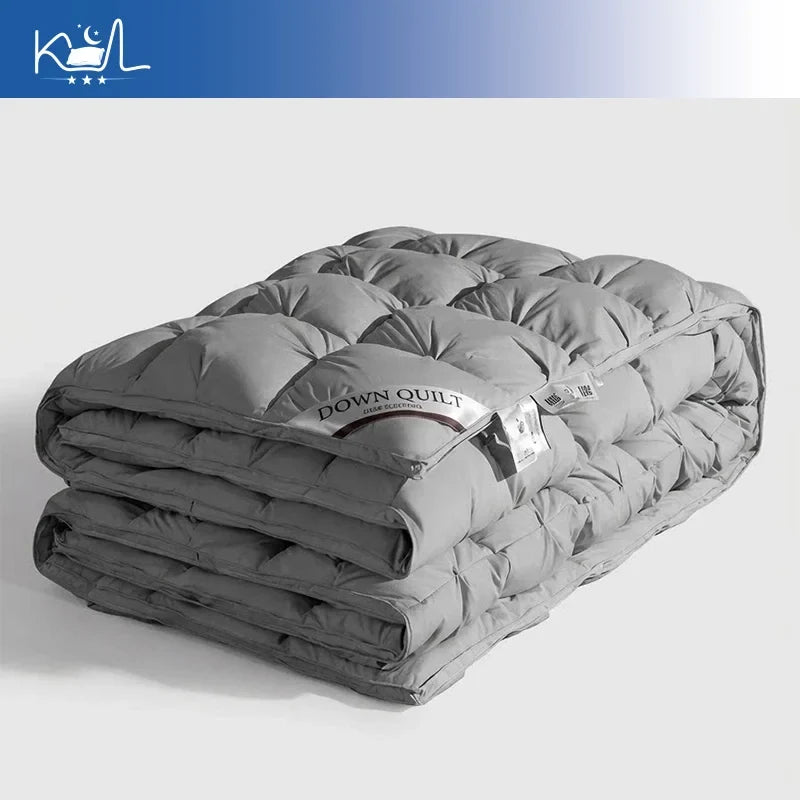 3D Luxury Quilted 100% Premium Goose Down Comforter King Queen Full Size Winter Thick Solid Color Duvet