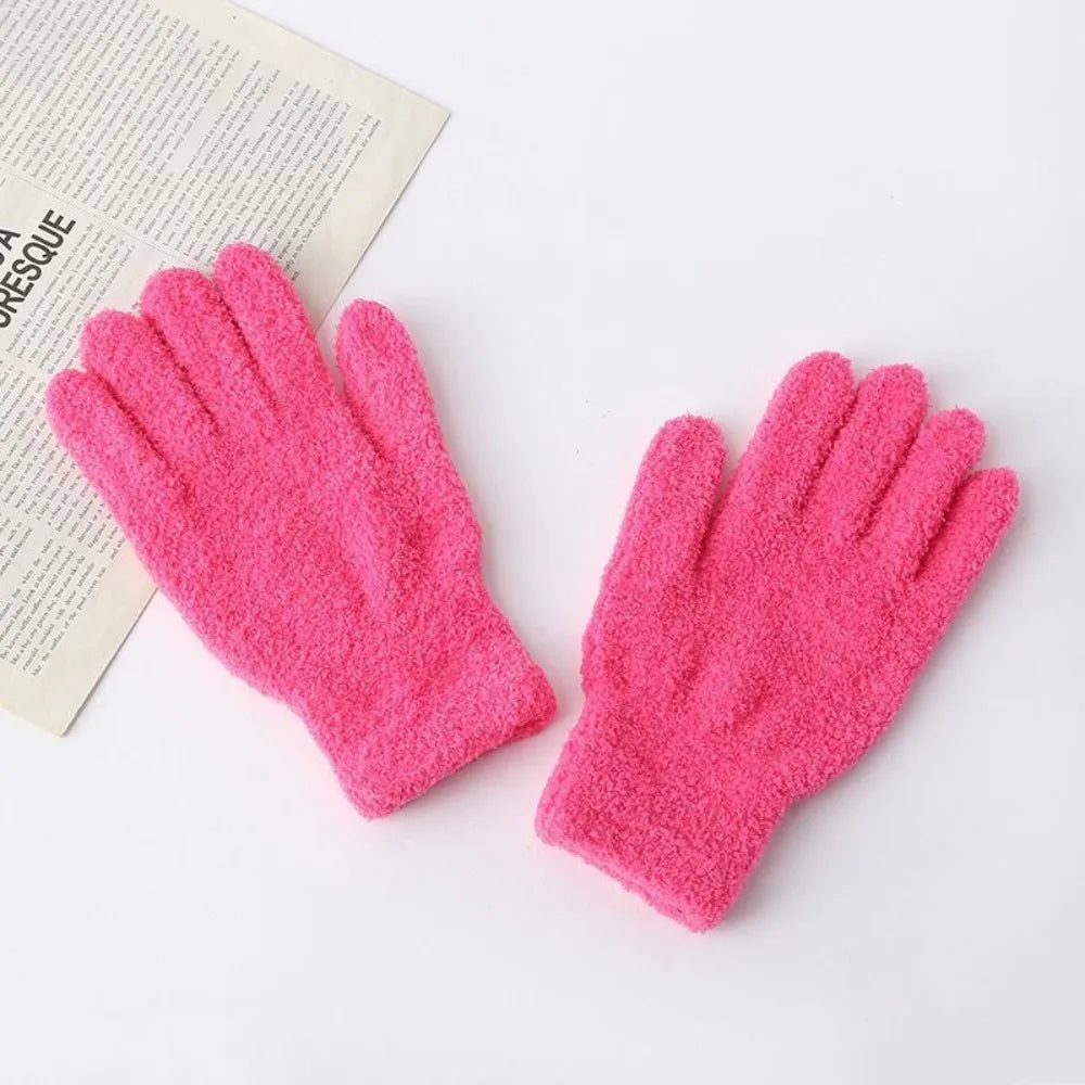 Fashion Thickened Furry Gloves Cold-proof Warm Winter Gloves Windproof Breathable Five Finger Gloves Winter