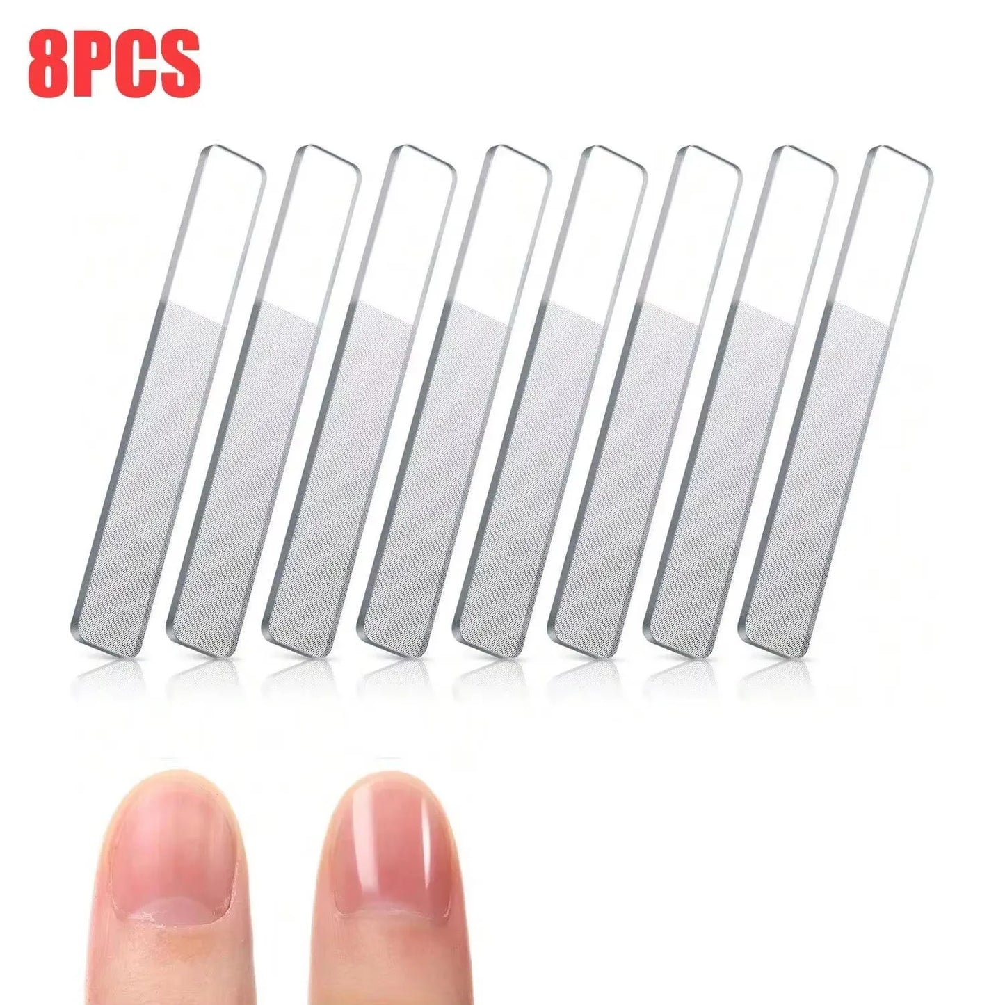8PCS Portable Nano Glass Nail File, Crystal Glass Nail Polish Nail Care Tool Kit