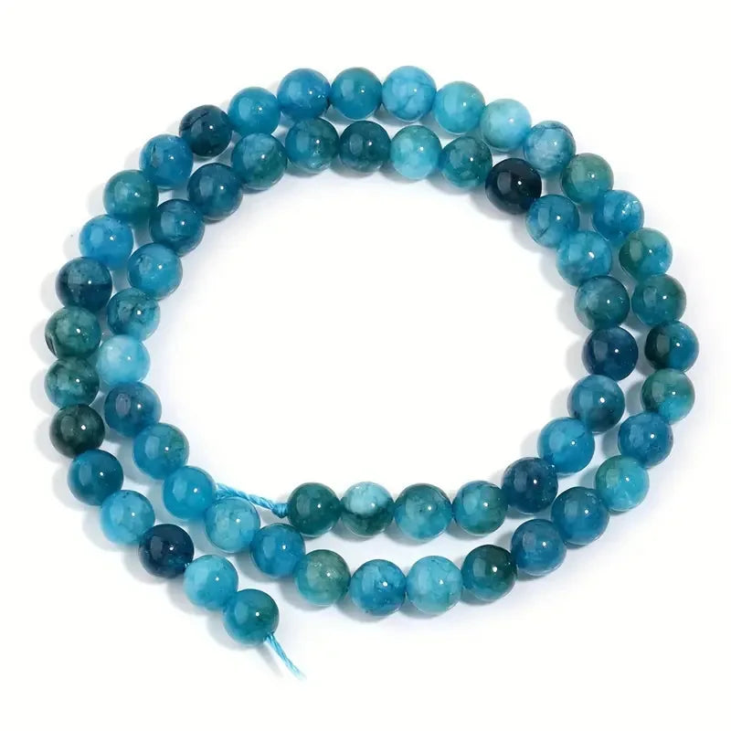 1 Strand Natural Blue Apatite Stone Beads 4/6/8/10mm Round Gem Bead for DIY Bracelet Charms Jewelry Making Beaded Wholesale