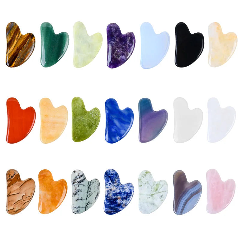 Natural Stone Face Care Massager Rose Quartz Amethyst Crystal Facial Gua Sha Tool Skin Massage Mineral Stone Beauty Products