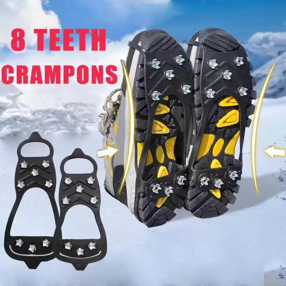 8 Teeth Ice Gripper Spike Shoes Winter Outdoor Anti-Slip Hiking Mountain Climbing Ice Snow Crampons Anti-slip Shoe Covers 2026