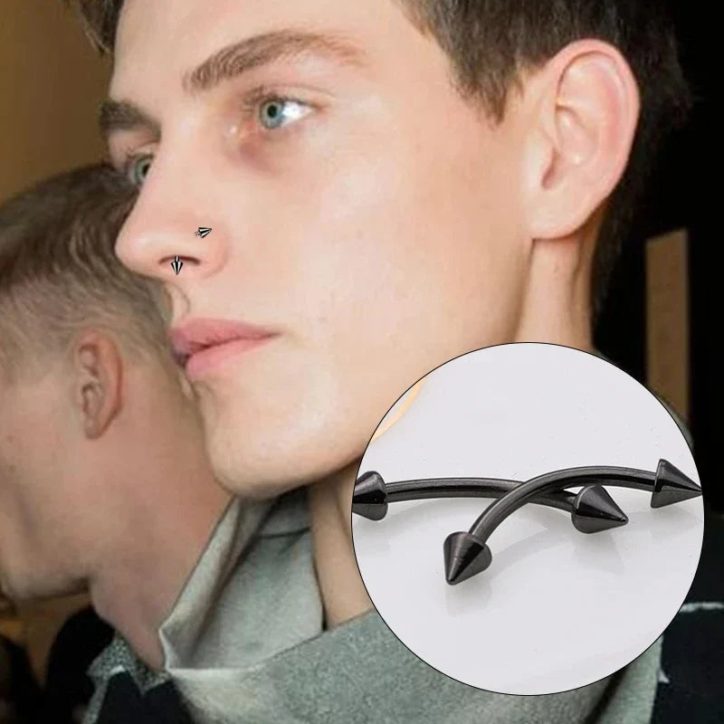1PC metal Horseshoe Fake Nose Ring C Clip Septum Lip stainless steel Real Piercing Nose Rings Hoop For Women Men Jewelry