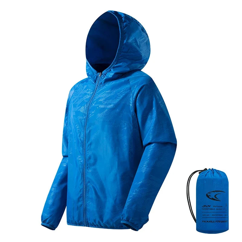 LNGXO Men's Women's Waterproof Hiking Jacket Quick Dry Sun Protection Windbreaker Camping Hunting Climbing Outdoor Rain Coat
