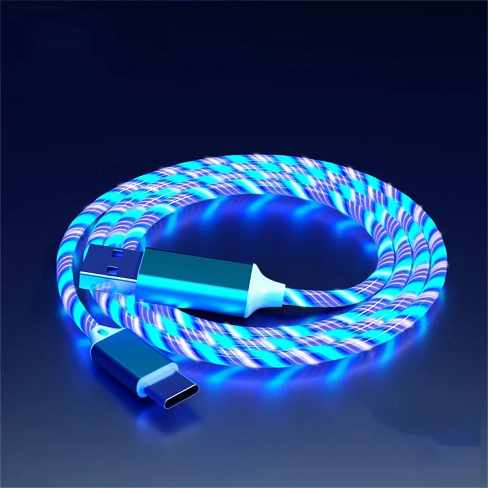 Glowing LED Light USB 3 IN 1 cable Phone Fast Charging Charger Luminous Type C Cable For Xiaomi iPhone Phone Accessories