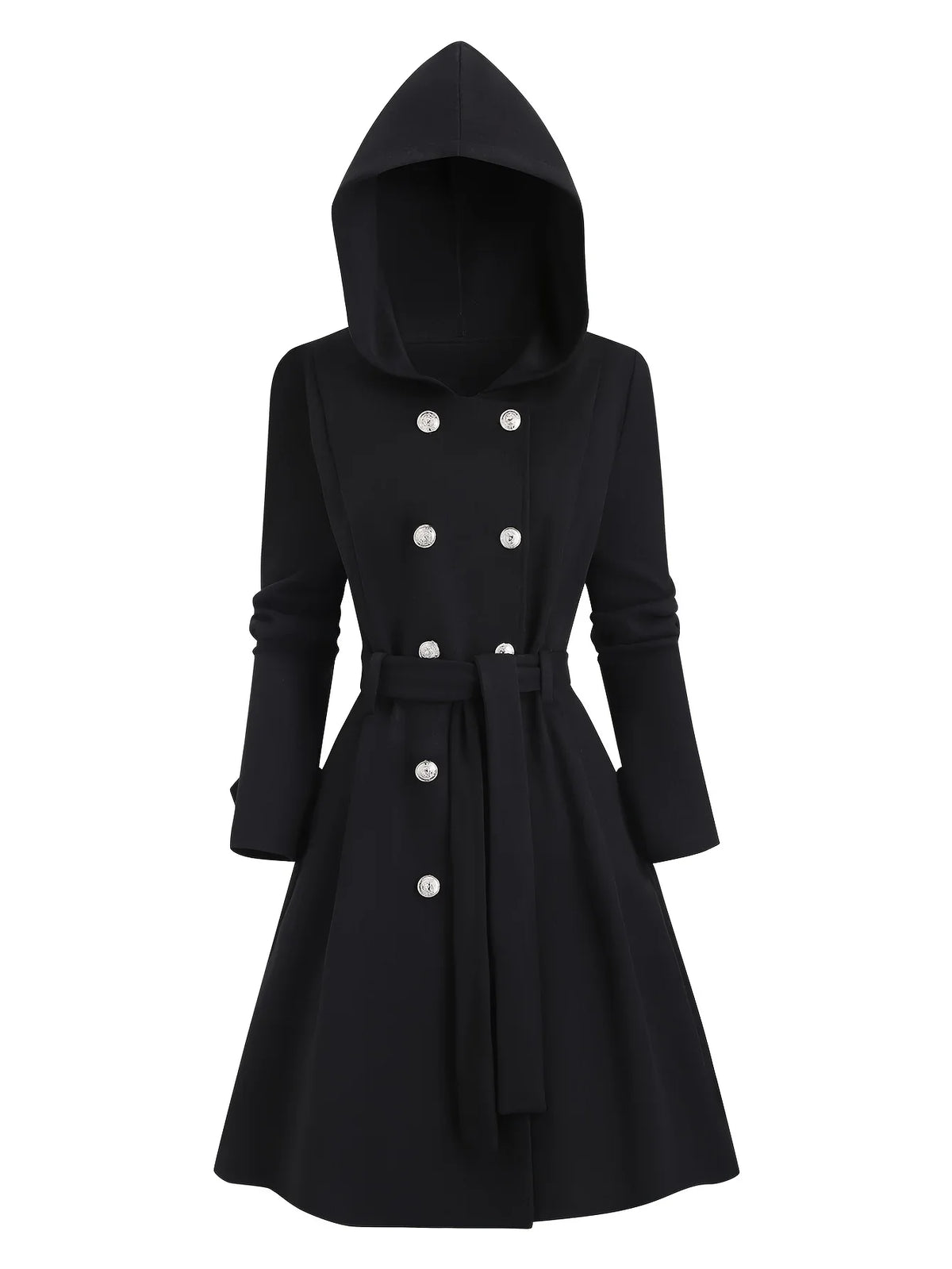 A Large-Sized, Casual, Elegant and Fashionable Double-Breasted Hooded Jacket for Women in Autumn and Winter