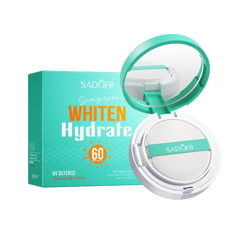 SADOER Air Cushion Whitening Hydrating Barrier Concealer BB Cream Brighten Moisturizing Sunscreen SPF60+ Anti-sunburn Makeup