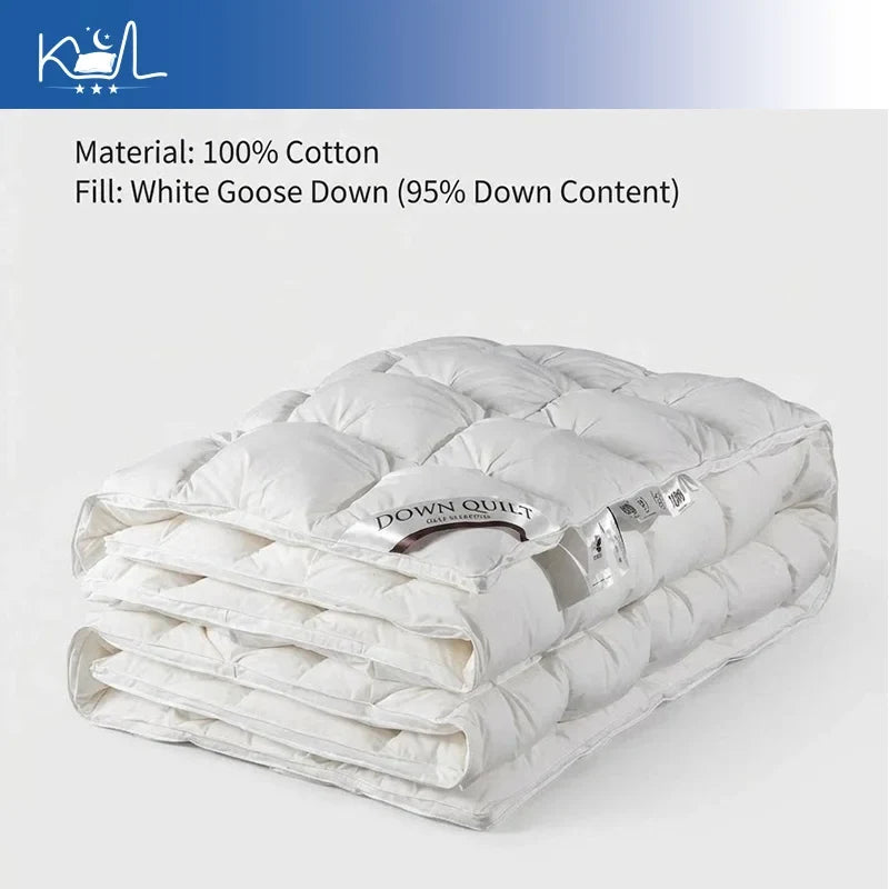 3D Luxury Quilted 100% Premium Goose Down Comforter King Queen Full Size Winter Thick Solid Color Duvet