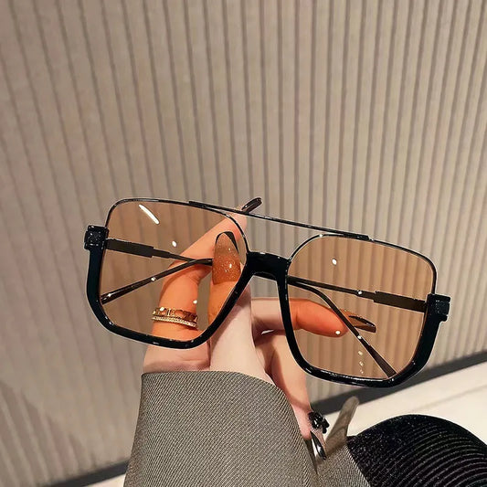 Vintage Oversized Sunglasses Fashion Men Women Square Shades Eyewear Trendy Ins Popular Brand Design UV400 Sun Glasses