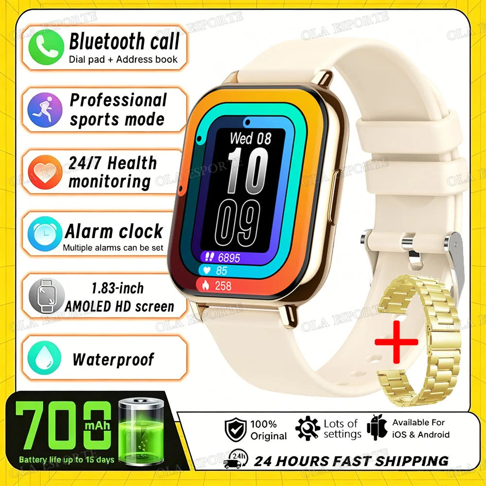 2026 Upgraded Smart Watch Heart Rate Blood Oxygen/Pressure Sleep Monitoring Bluetooth Call Voice Assistant Sport Mode Smartwatch