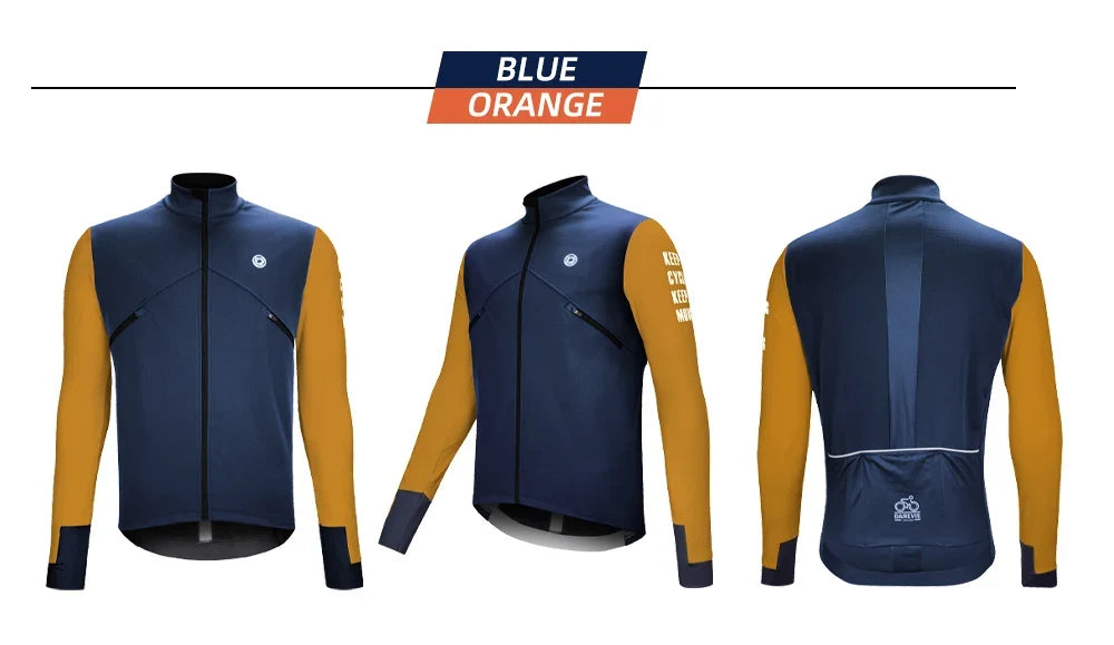 DAREVIE Cycling Men's Jacket Windproof Fleece Pro Cycling Jackets Long Sleeve Warm Soft Brushed Pro Breathable Bicycle Clothing