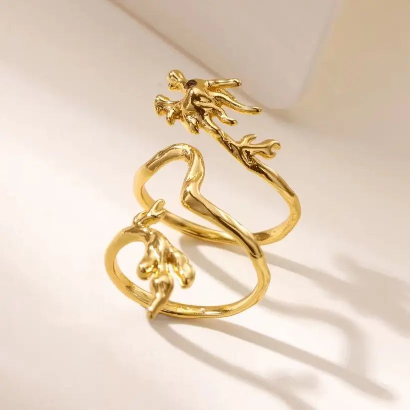 Dragon Rings For Women Gold Color Stainless Steel Punk Opening Adjustable Dragon Ring Hip Hop Jewelry Accessories Gifts