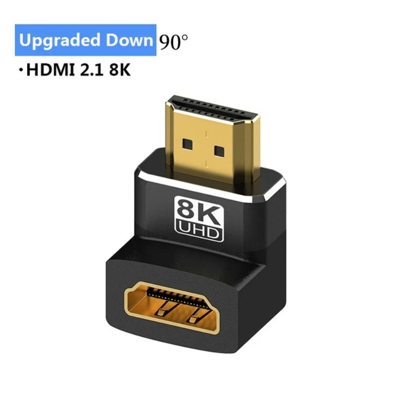 MIZIQIER 8K HDMI 2.1 Adapter 90 270 Degree Male to Female, 8k60Hz 4k120Hz,48Gbps,Compatible PS5/4, HDTV, Roku, TV Stick, PC