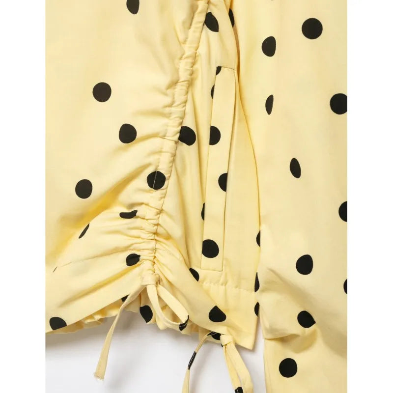 Women's Polka Dots Jacket with Tie New 2026 Spring Long Sleeve High Collar Loose Women Versatile Short Coats Chic Female Jackets