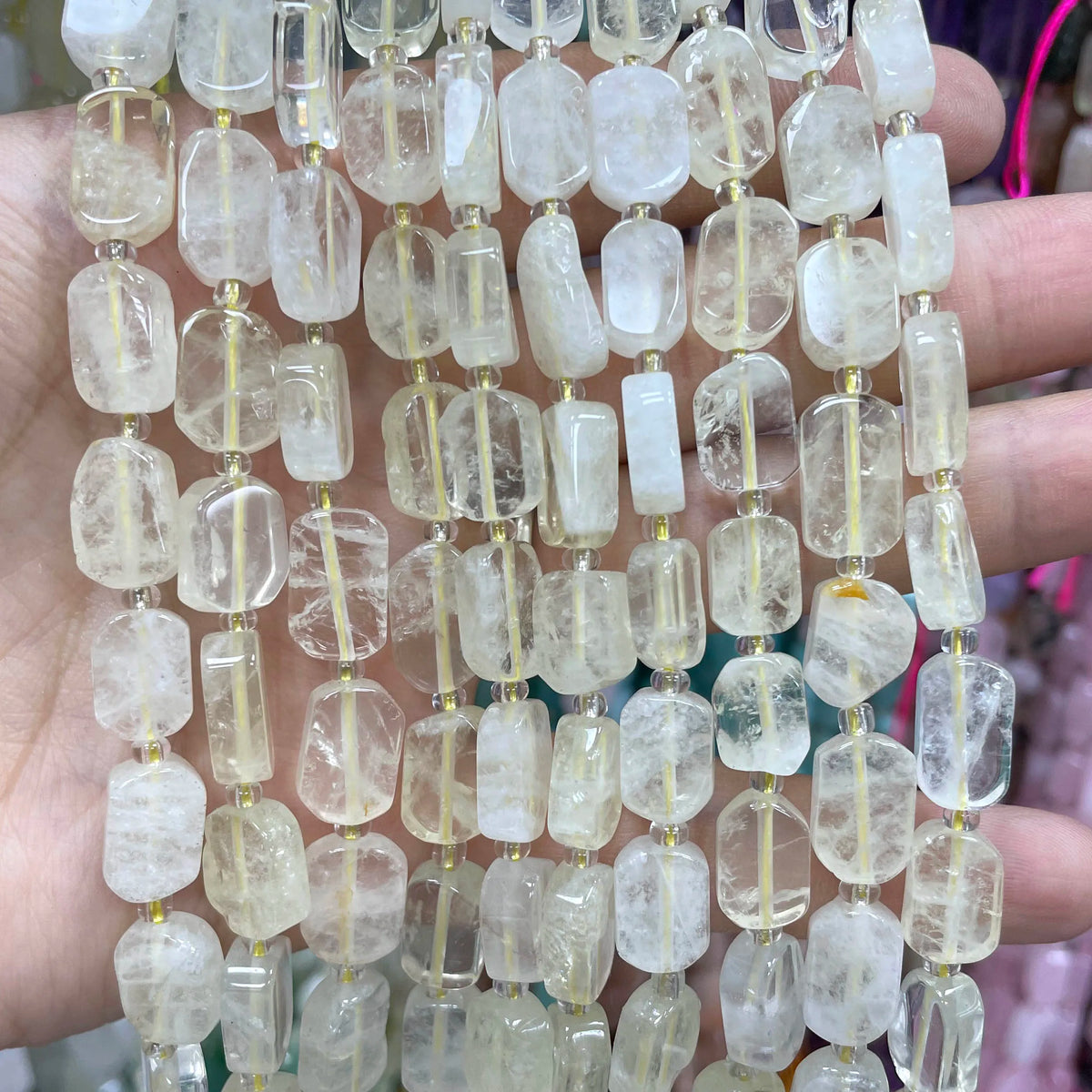 Natural Stone Flat Rectangle Amethyst Lapis Lazuli Quartz Apatite Spacer Beads For Jewelry Making Diy Bracelet Accessorie 8*12MM
